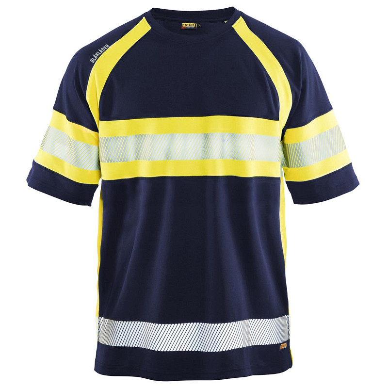 Blåkläder 3337 T-shirt Marineblauw/Fluogeel